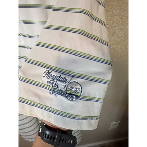 Fennec Mens Large Golf Polo Shirt Mountain Air Country Club Striped - Picture 4 of 4